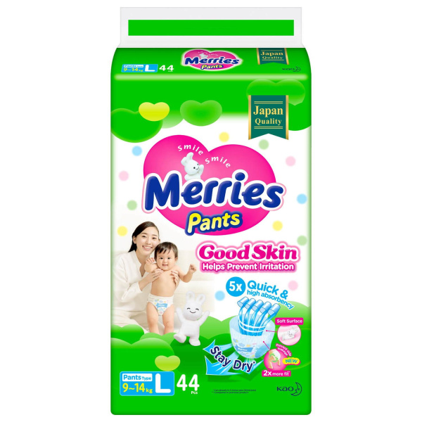 Трусики Merries Good Skin L 9-14кг 44шт